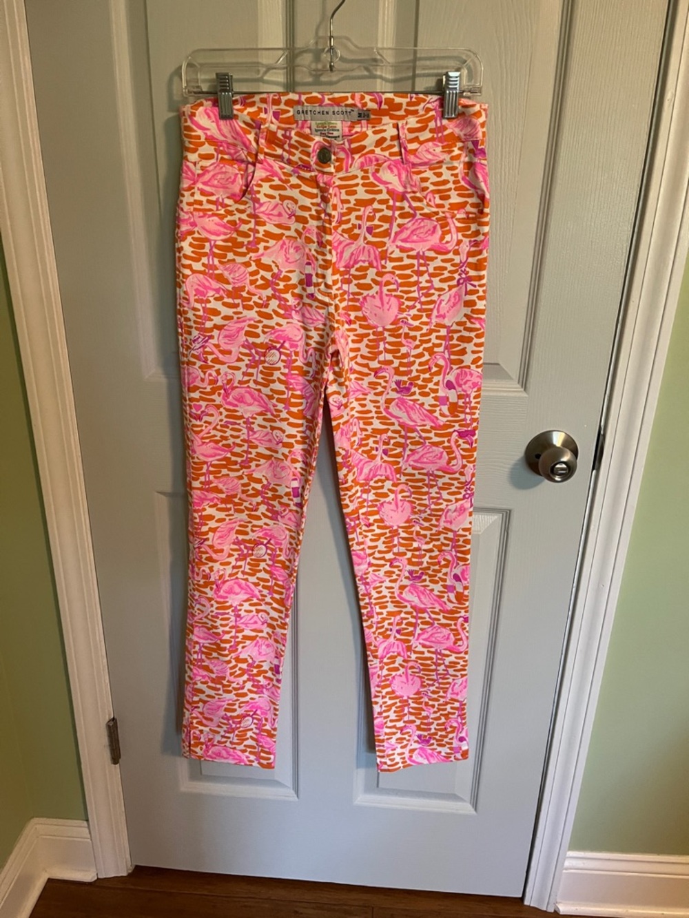 Gretchen Scott Designs Pink & Orange Flamingo Slim Pants